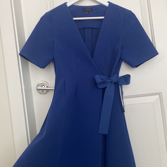 COS royal blue A line dress with tie - Picture 2 of 4